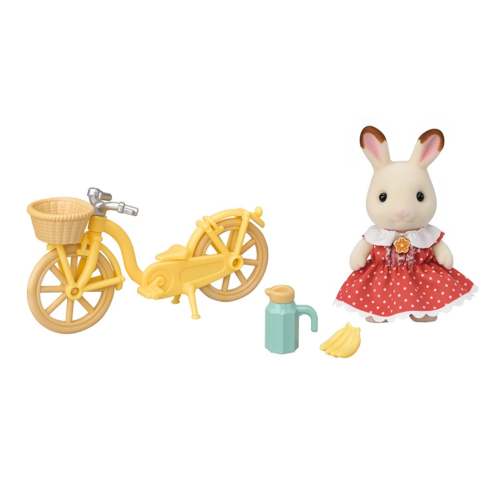 Sylvanian Families Chocolate Rabbit Girl’s Cycling Ride con Figura y Accesorios
