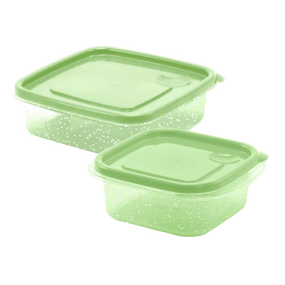 Set de Contenedores Cuadrados y Sandwichito de 2 y 1.5 Tazas Color Verde