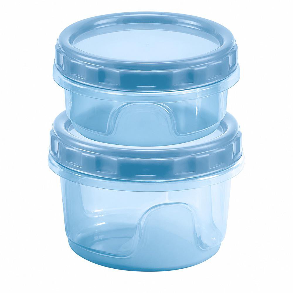 Set de 2 Contenedores Cilíndricos con Rosca de 1.5 y 2 Tazas Color Celeste