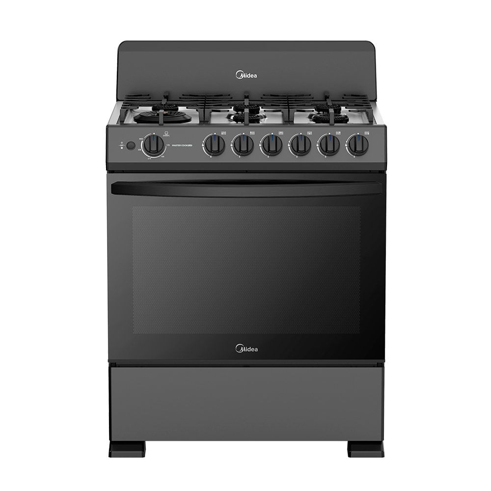 Estufa de Piso Midea Plus Chef con 6 Quemadores de 30 Pulgadas Color Negra