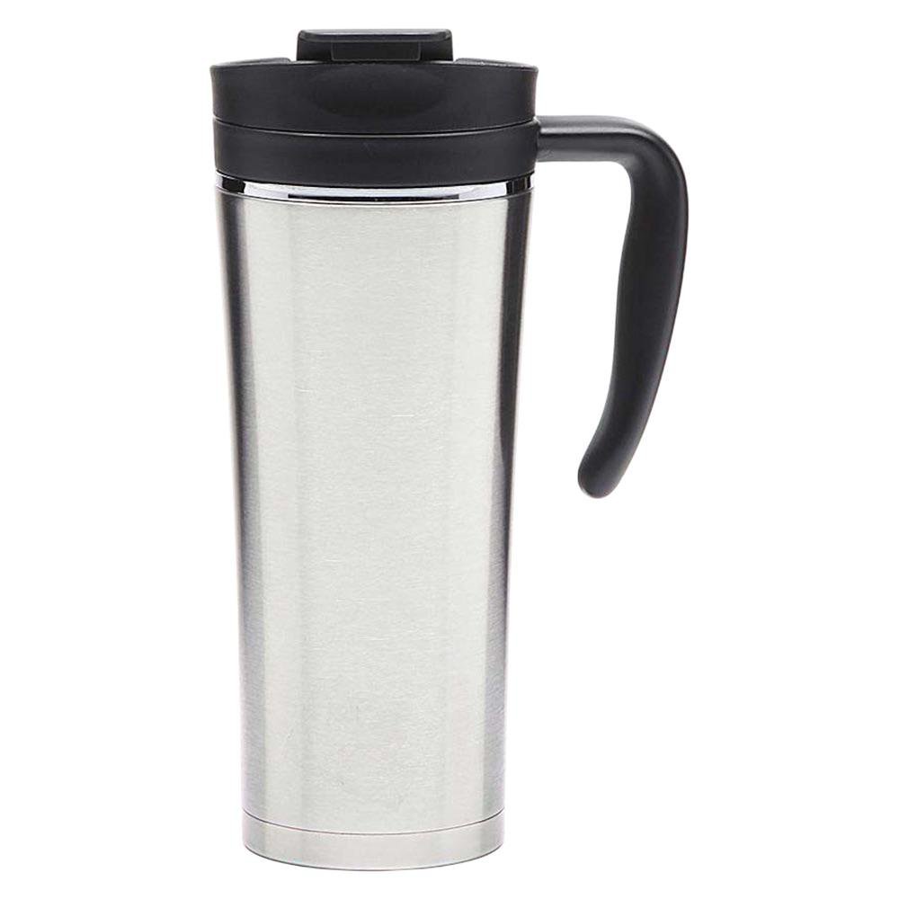 Termo de 480 ml de Acero Inoxidable con Asa Color Plateado con Negro