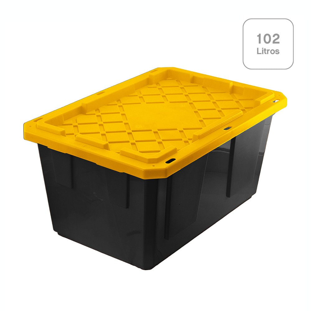 Caja Fuerte 102 L de Plástico Color Negro con Tapadera Amarilla