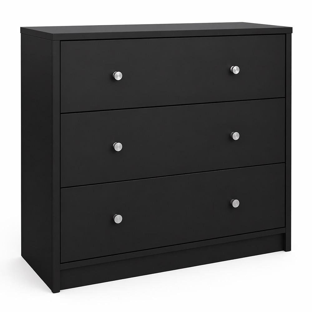Gavetero May Negro de 3 Gavetas para Dormitorio de 72.4 x 30 x 68.3 cm