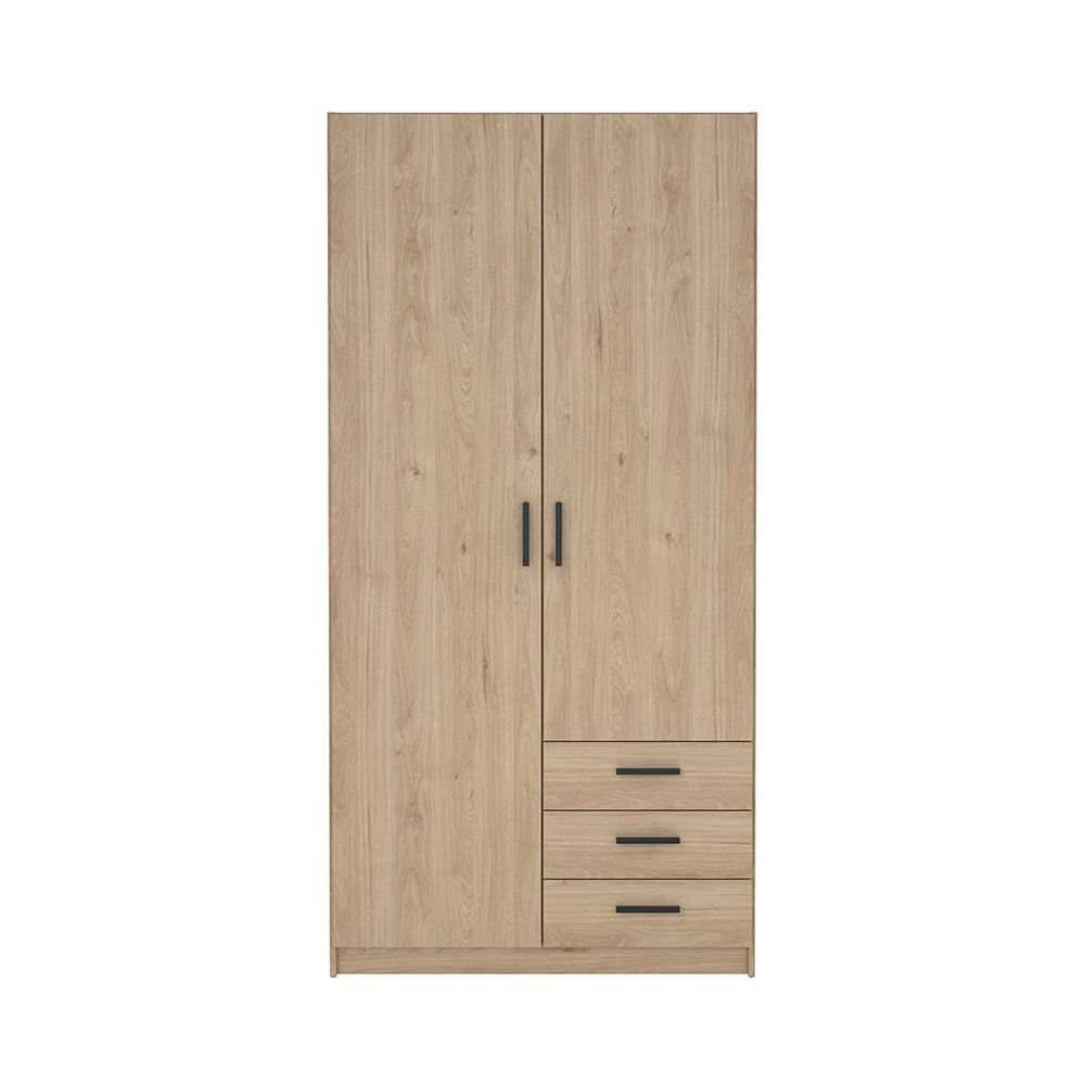 Armario Sprint Roble de 2 Puertas y 3 Gavetas para Dormitorio de 98.5 x 49.8 x 200.4 cm