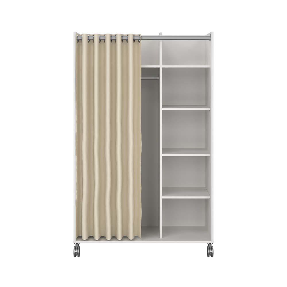 Armario Abierto con Rodos y Cortina de 99.7 x 48.3 x 160 Cm Color Blanco