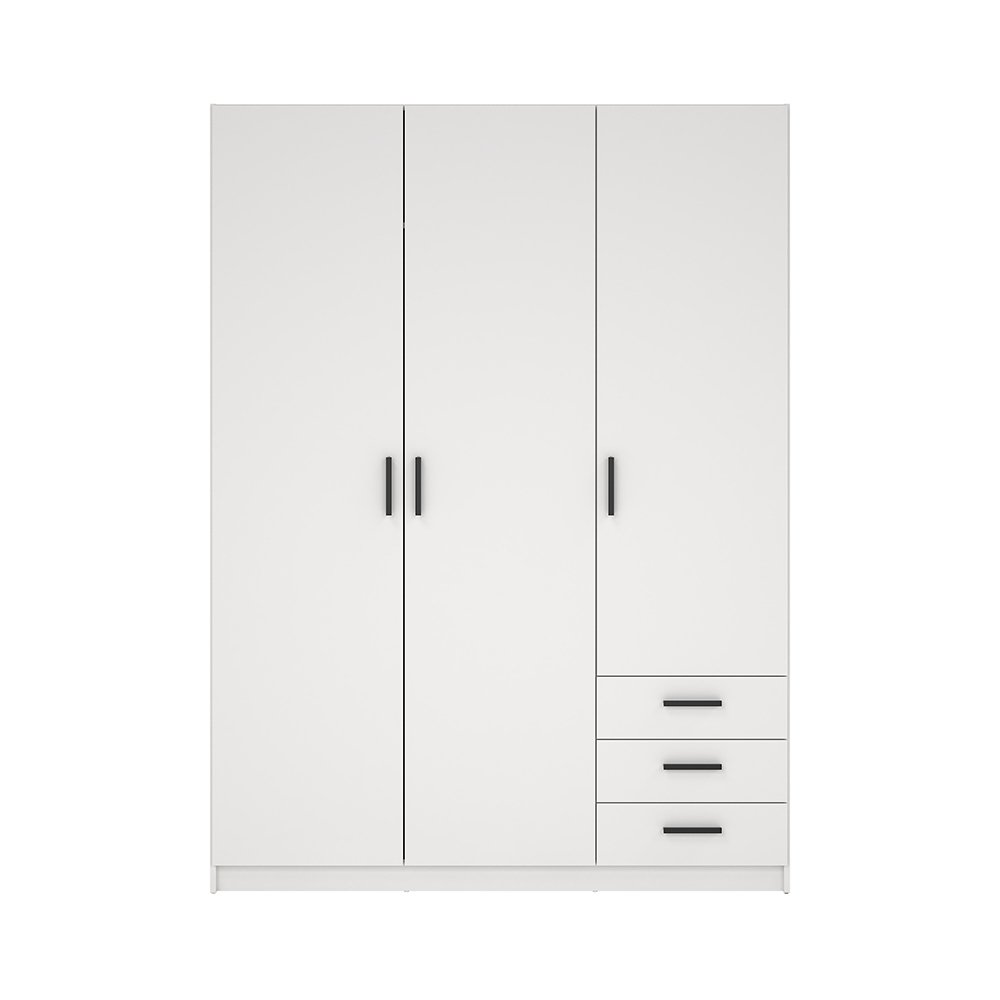 Armario Sprint Blanco de 3 Puertas y 3 Gavetas para Dormitorio de 147 x 49.8 x 200.4 cm