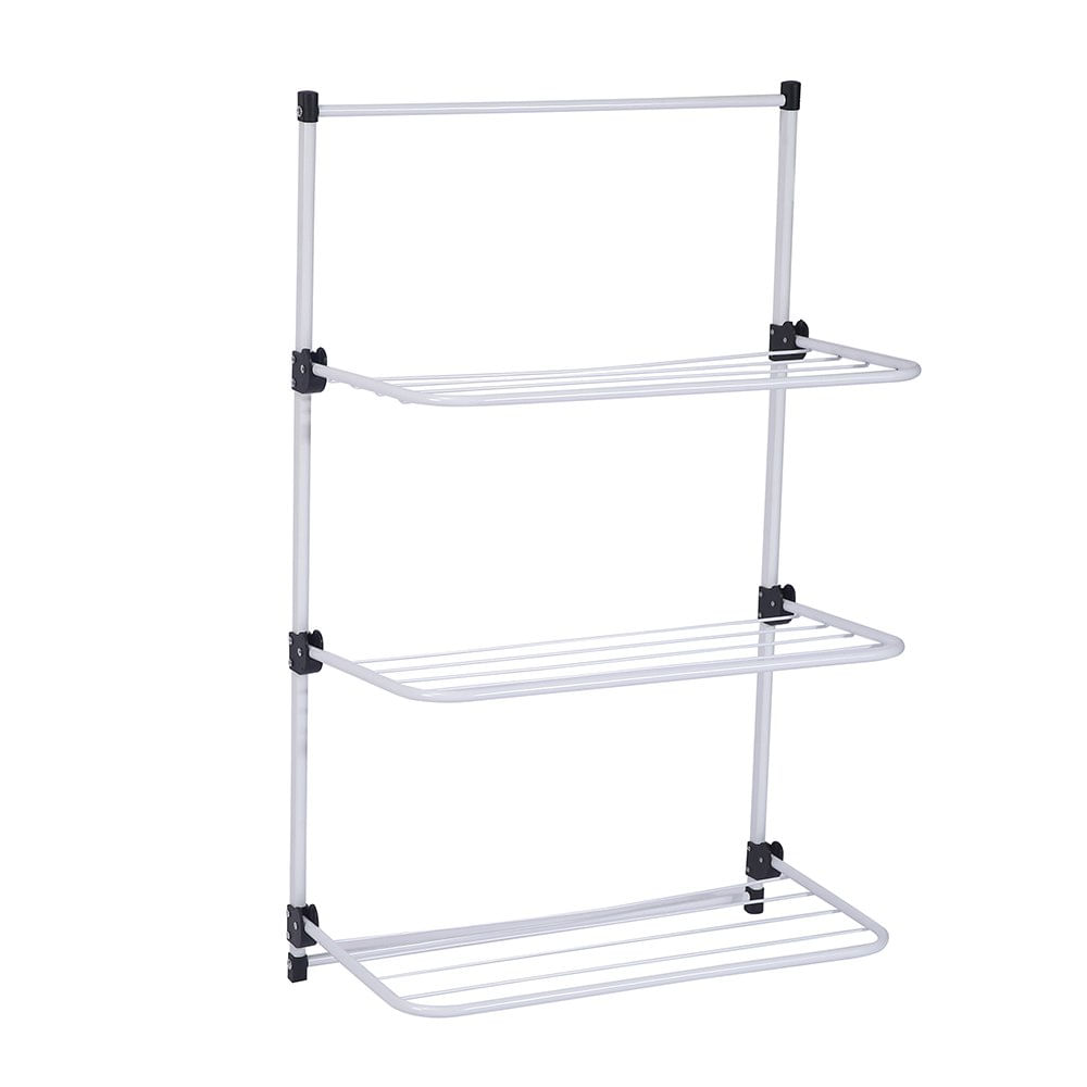 Tendedero de Puerta Metálico Plegable con 3 Niveles Color Blanco