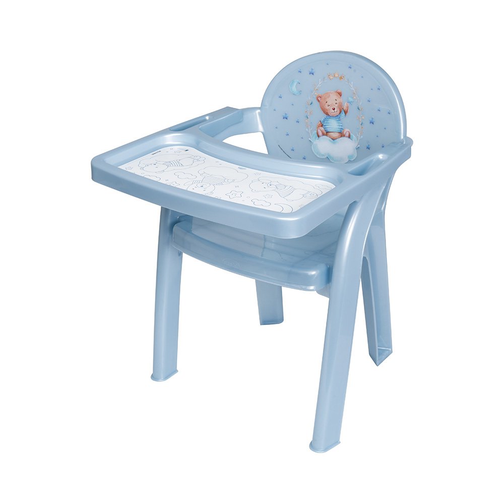 Sillón Infantil con Bandeja Decorativa Diseño Oso Color Azul