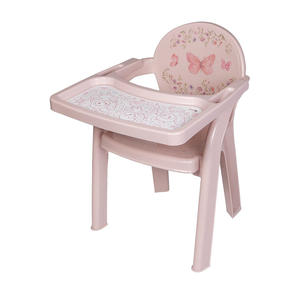 Sillón Infantil con Bandeja Dsieño Jardín Encantado Color Rosado