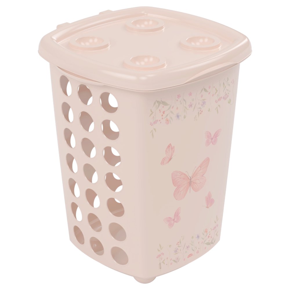 Canasta Organizadora Decora 38 Litros Diseño Jardín Encantado Color Rosado