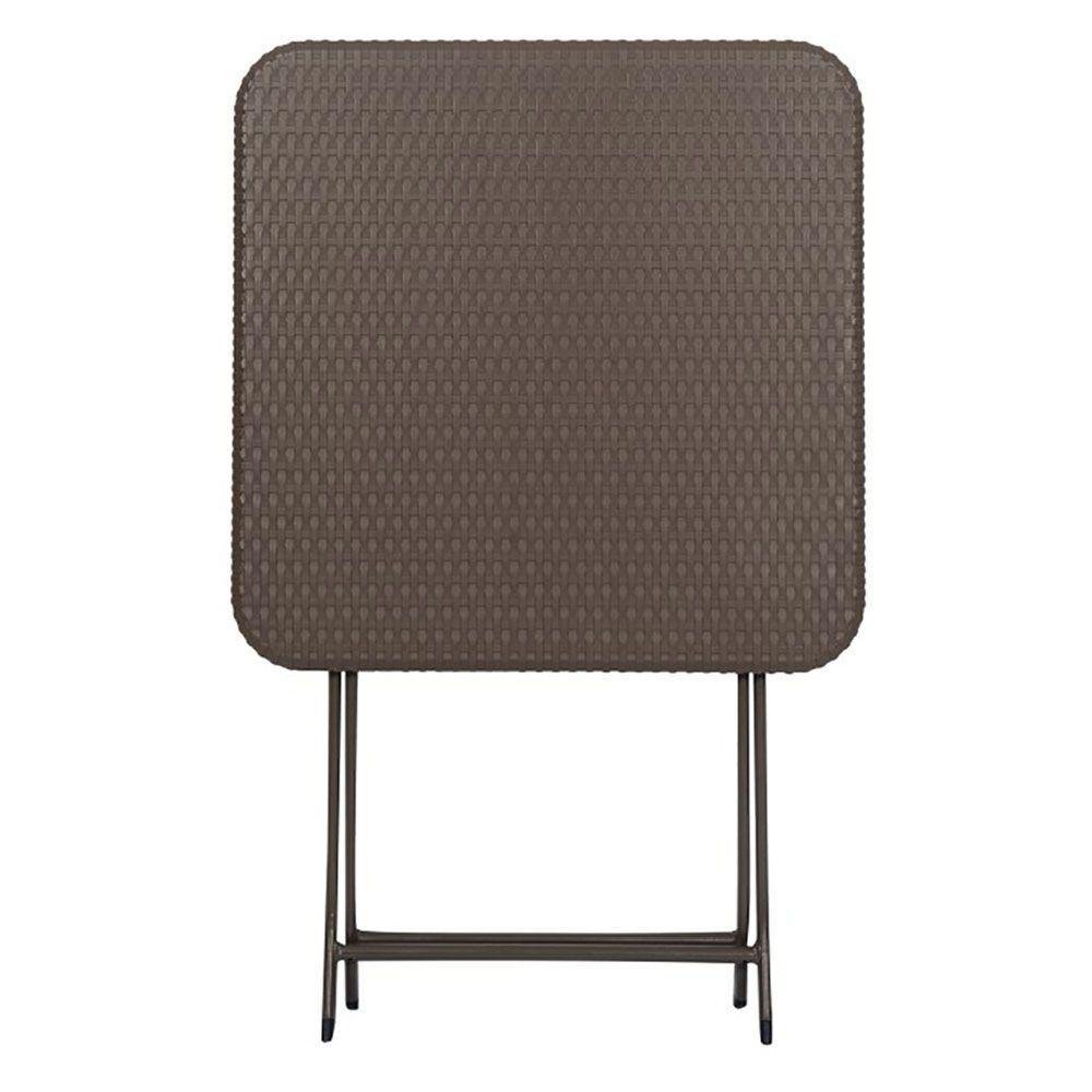 Mesa Plegable de Plástico y Metal Diseño Cuadrado Ratán 60 x 60 x 74 cm Color Café Mesa Cu…