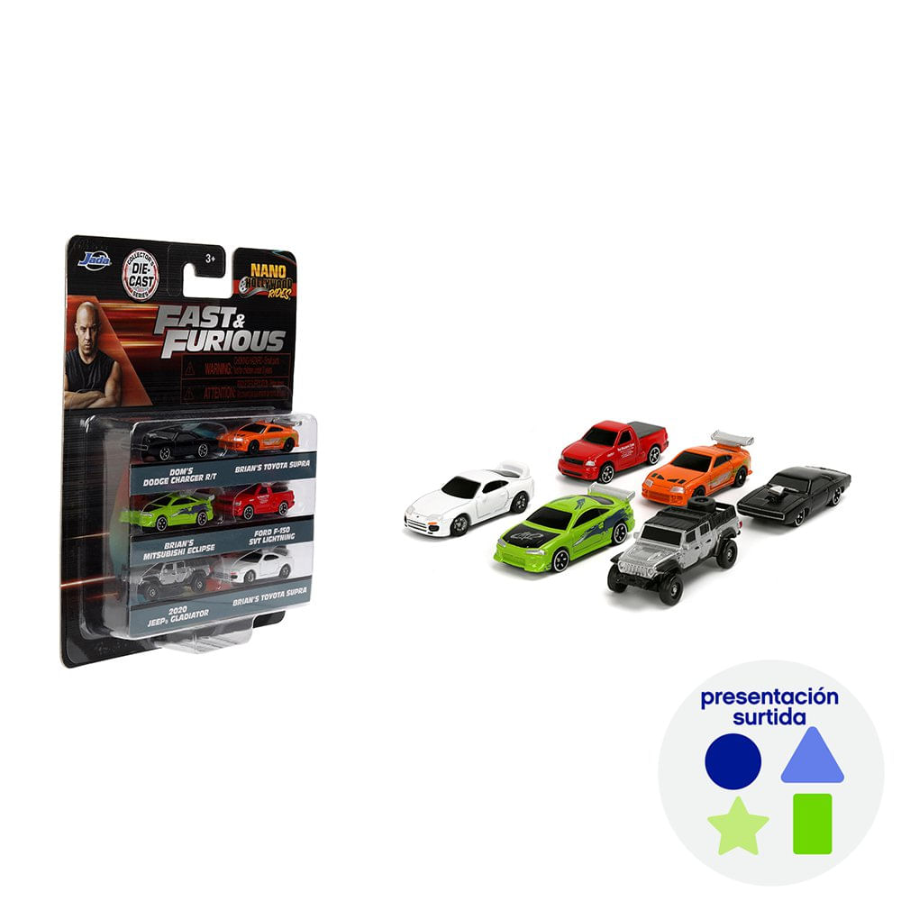 Carros Fast & Furious Die Cast Nano 6 Piezas Presentación Surtida
