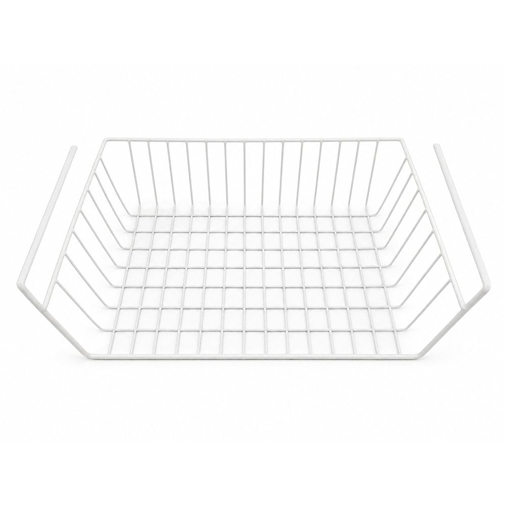 Canasta Organizadora Colgante de Alambre Recubierto de 40 x 26 x 14 cm para Cocina Blanca