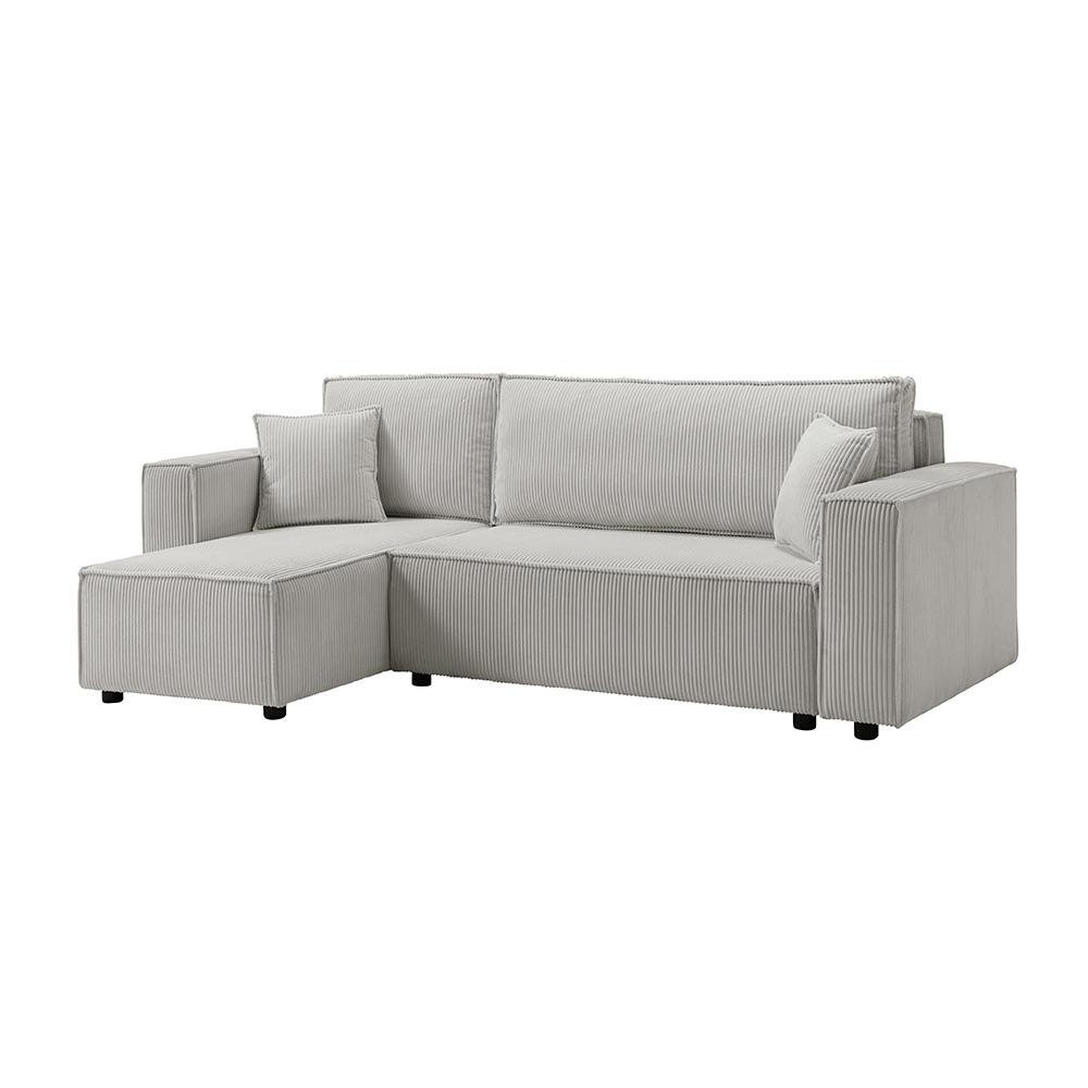 Sofá Esquinero July con Extensión Izquierda y Tapizado Acanalado de 240 x 142 x 82 cm Gris…