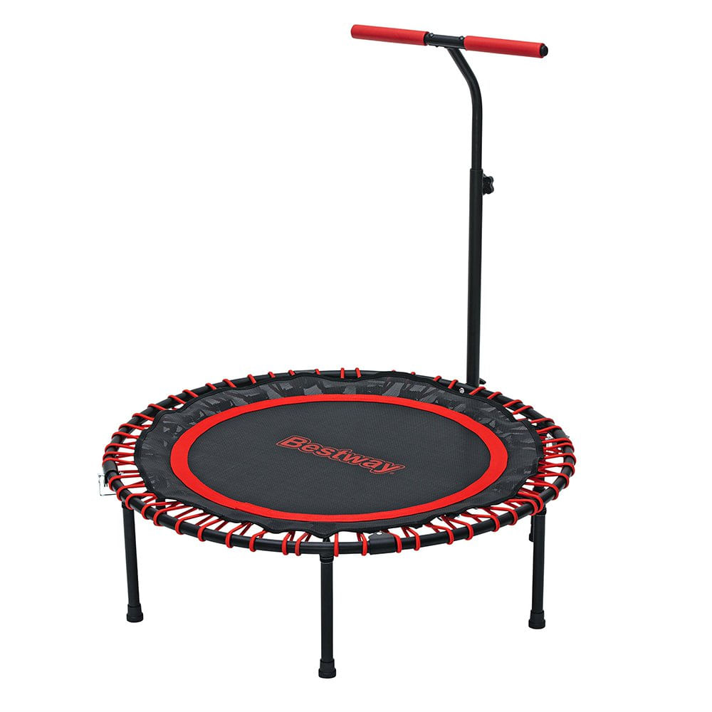 Trampolín de Ejercicio Plegable con Barra Ajustable de 102 x 135 cm