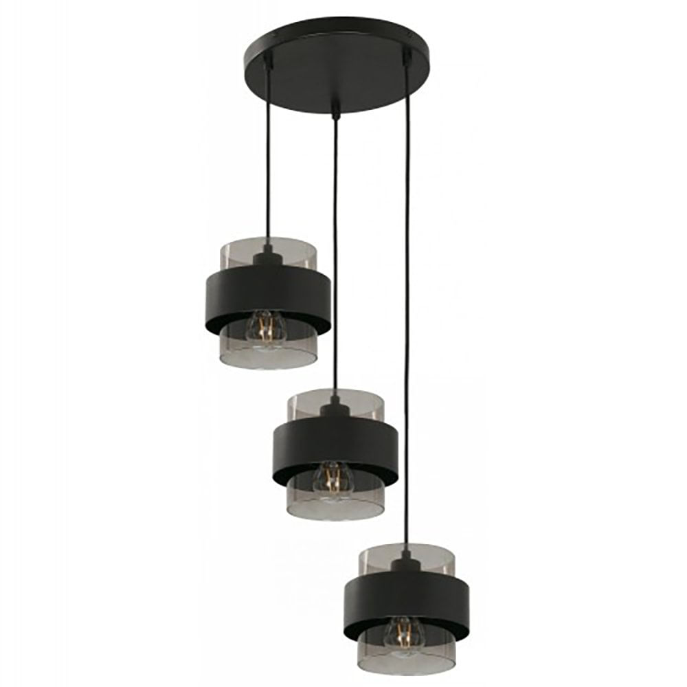 Lámpara Colgante de 3 Luces Base E27 Color Negro