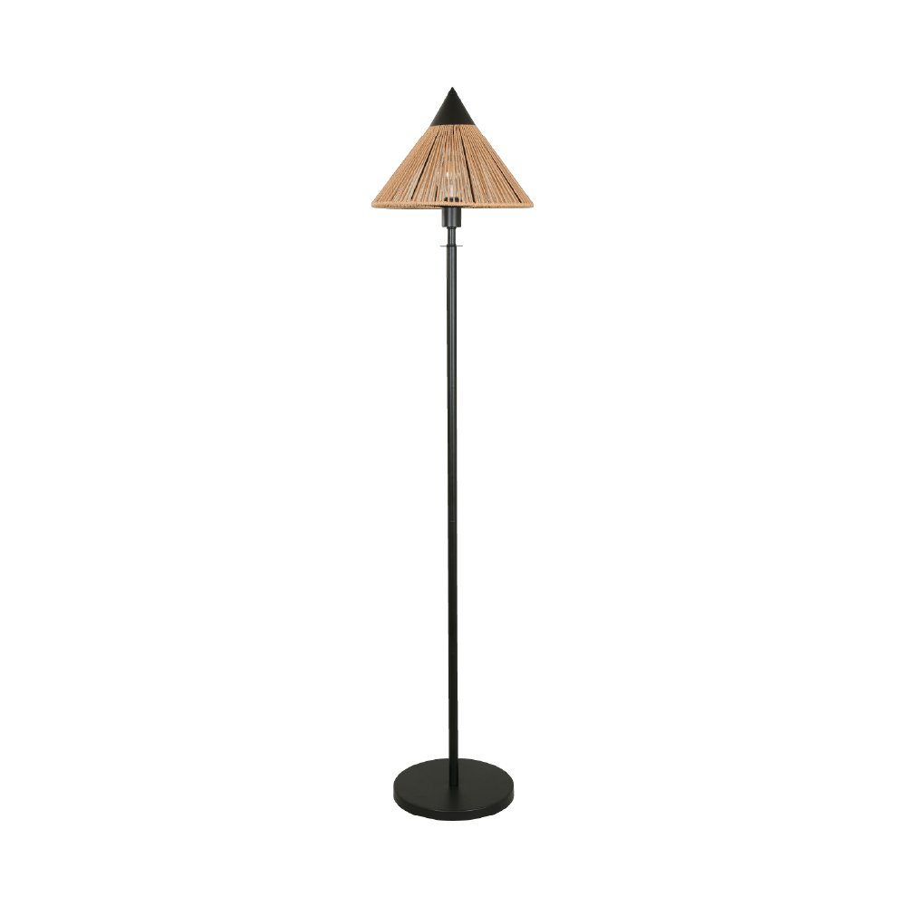 Lámpara de Pie de Mimbre 40 W Color Negro y Natural