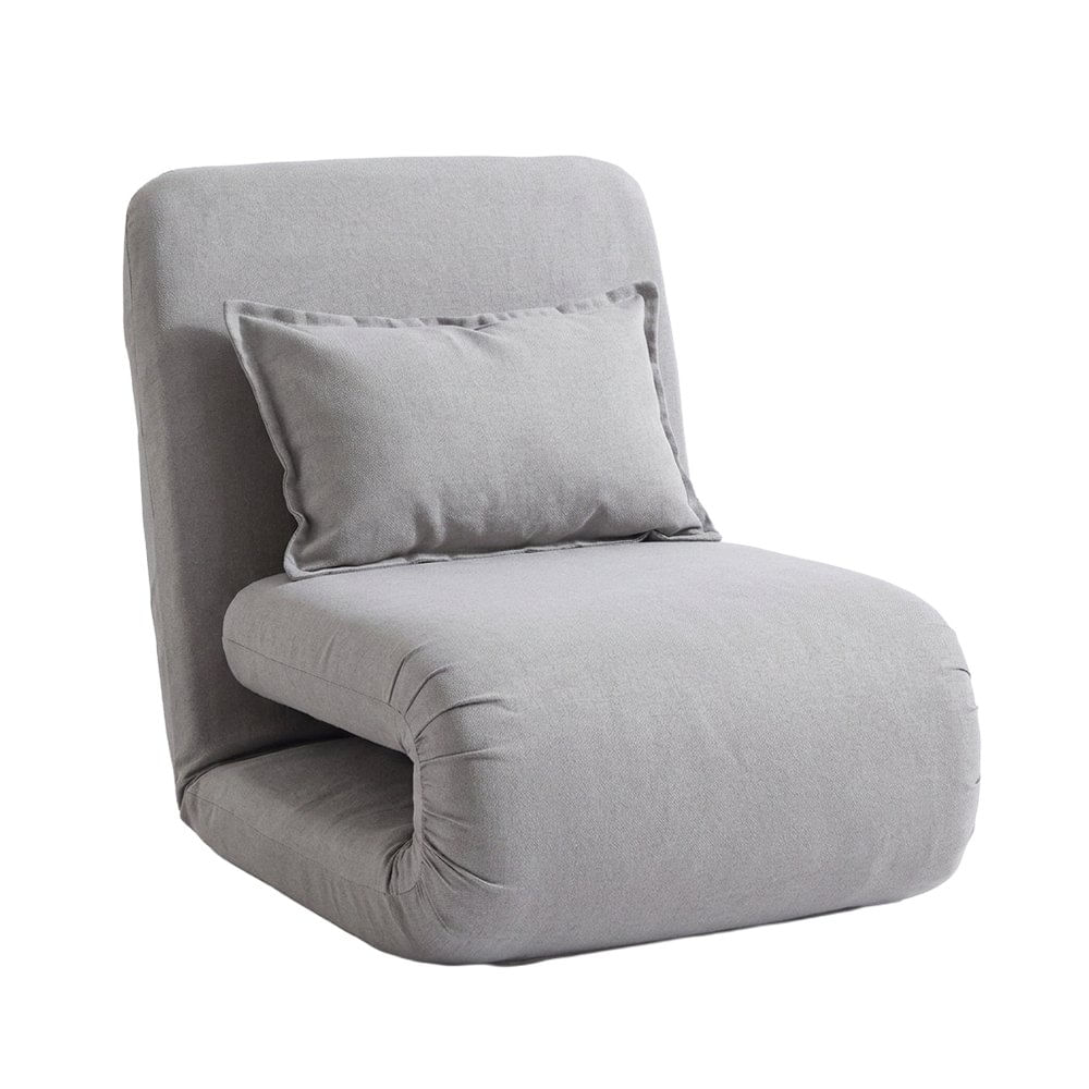 Sillón Sofá Billy Plegable con Almohada de 127 x 65 x 32 cm Gris Claro