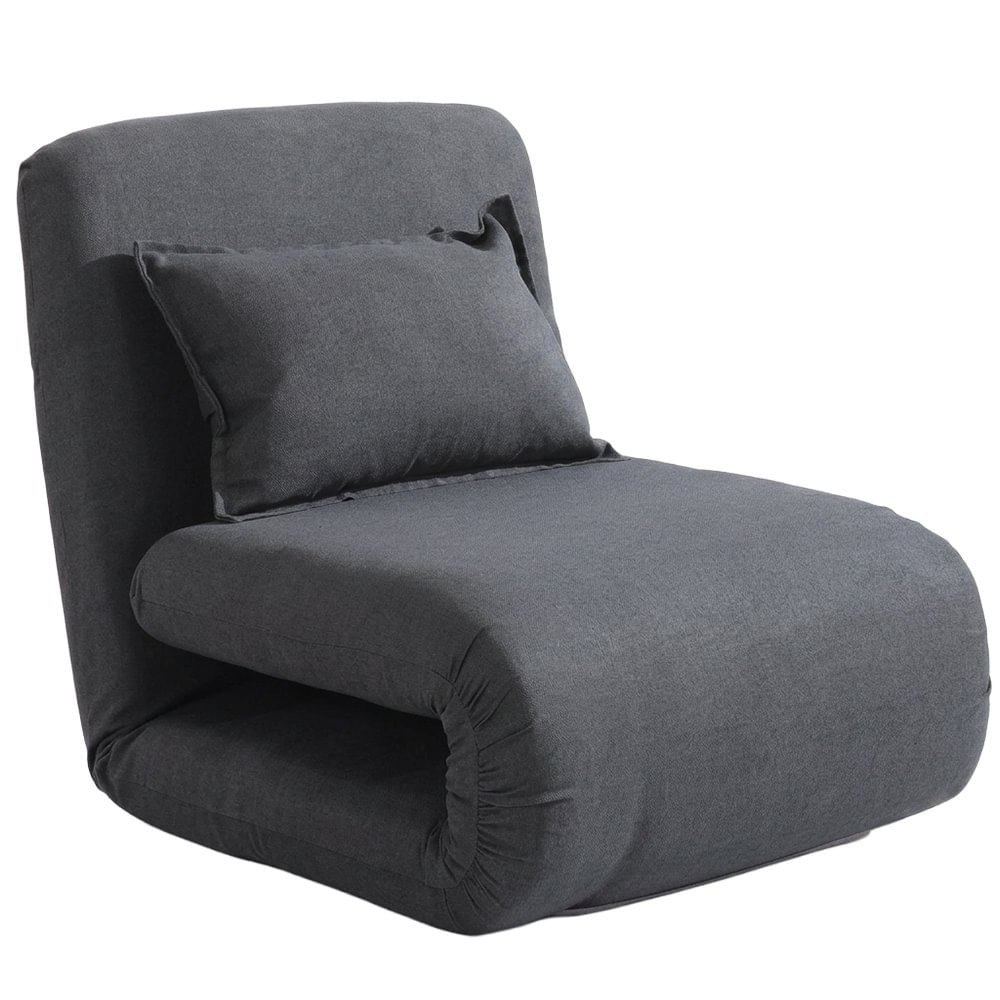 Sillón Sofá Billy Plegable con Almohada de 127 x 65 x 32 Cm Color Gris Oscuro