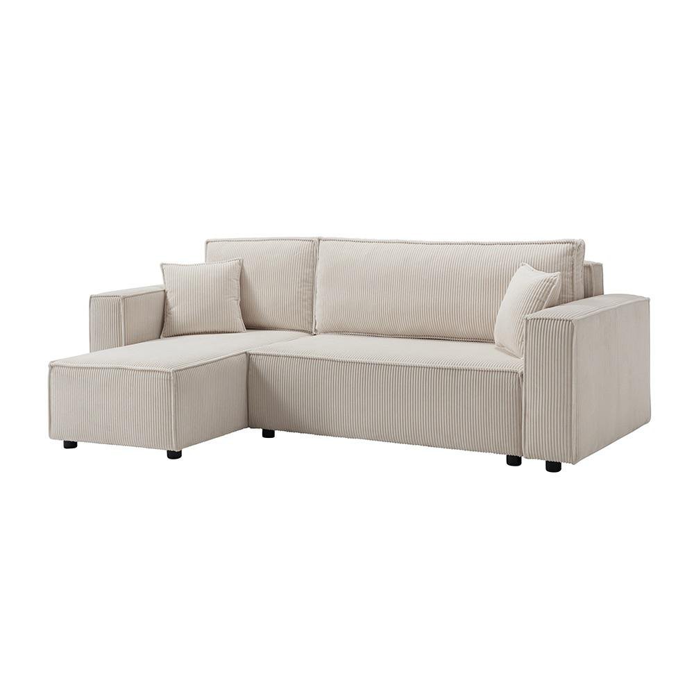 Sofá Esquinero July con Extensión Izquierda y Tapizado Acanalado de 240 x 142 x 82 cm Beig…