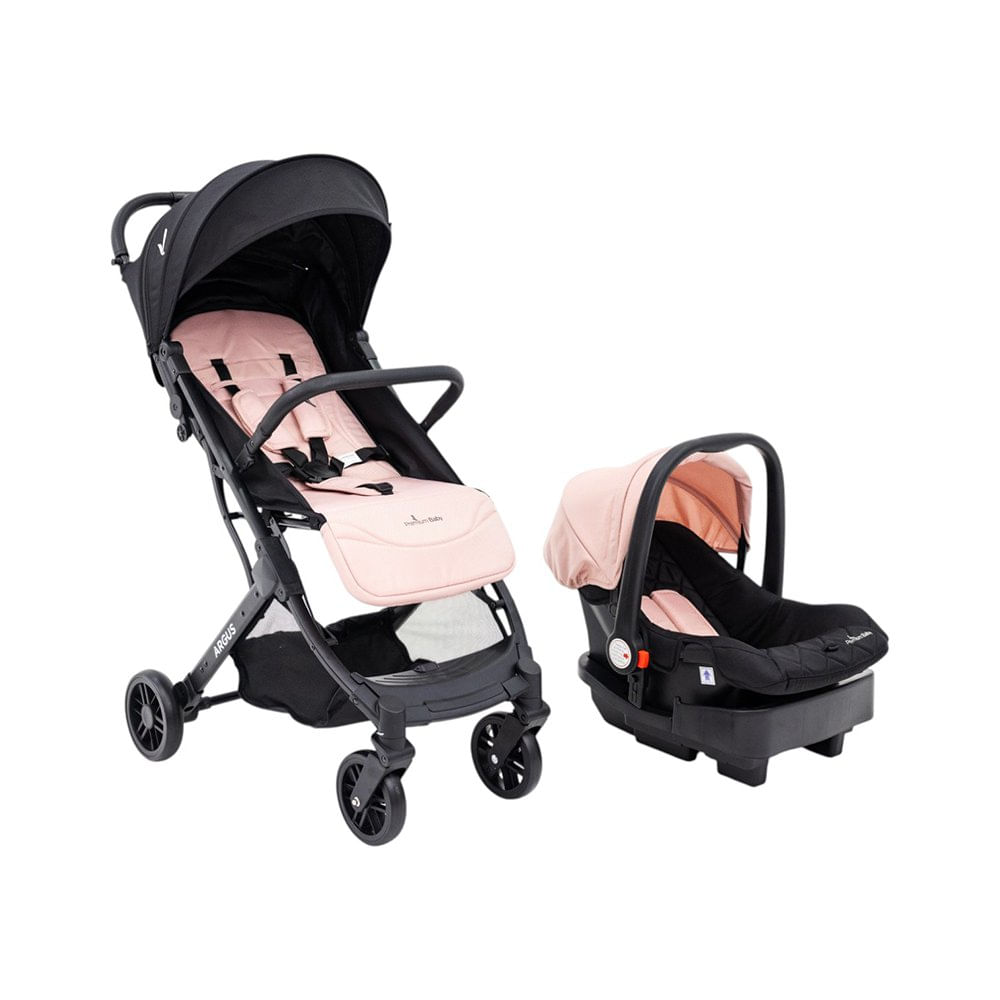 Travel System Argus Rosado Compacto con Portabebé y Base para Auto Rosado