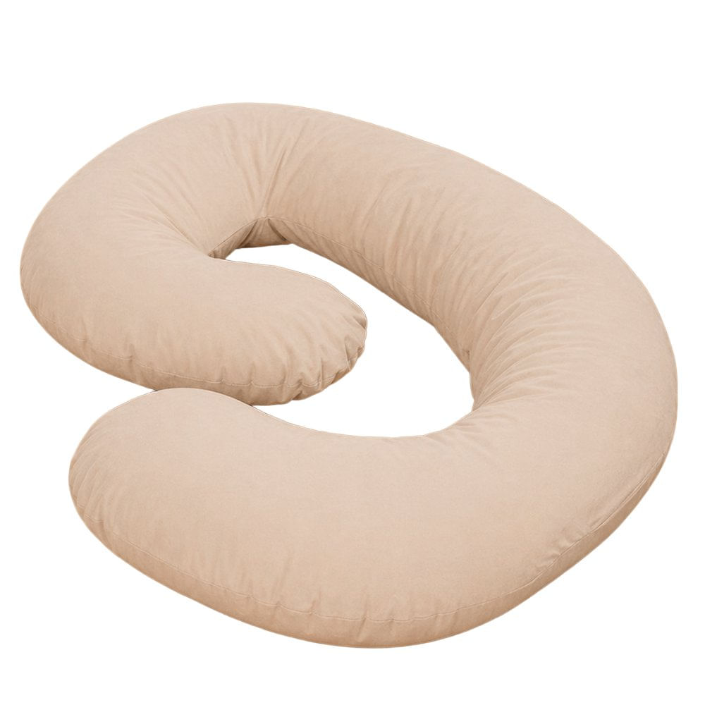 Cojín en Forma de C para Lactancia y Descanso de Algodón Color Beige Cojín de Maternidad T…