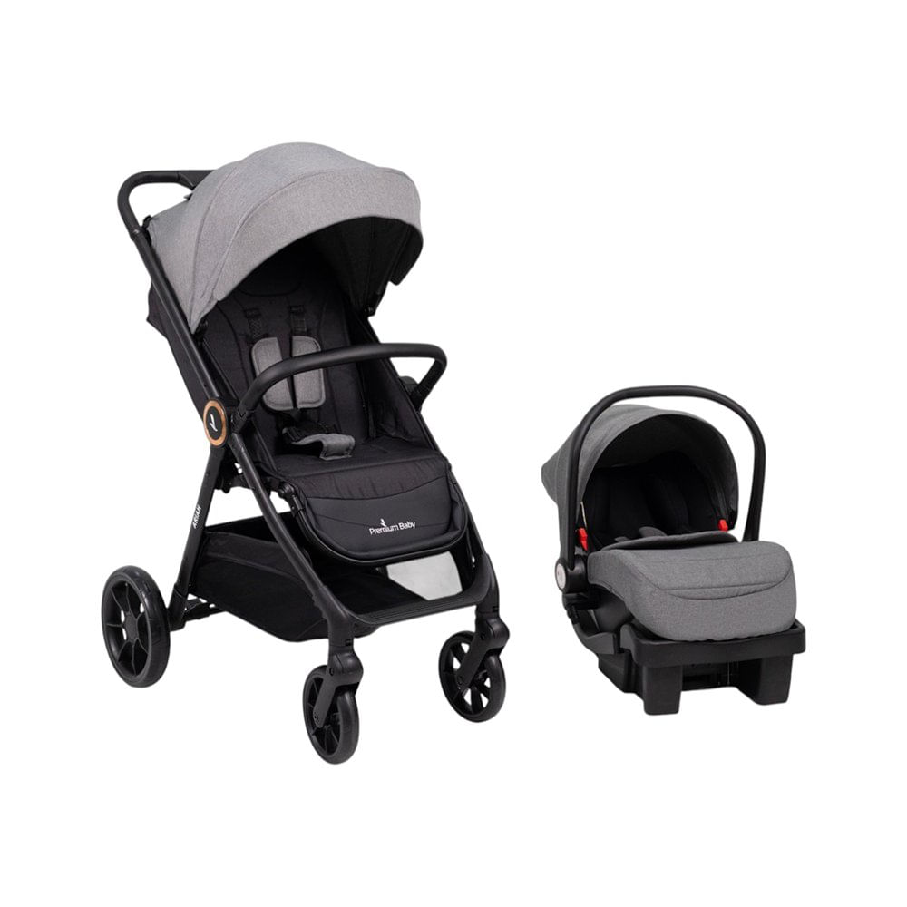 Travel System Ariah con Carruaje, Portabebé y Base para Auto Color Gris Travel System Aria…