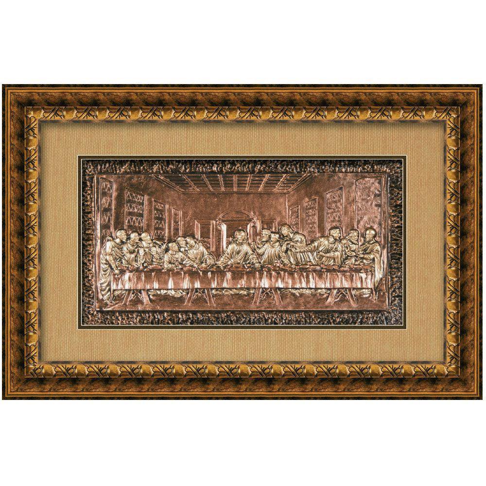 Cuadro Decorativo de 29 x 48 cm Diseño La Santa Cena en Relieve - Varios Colores Cobre