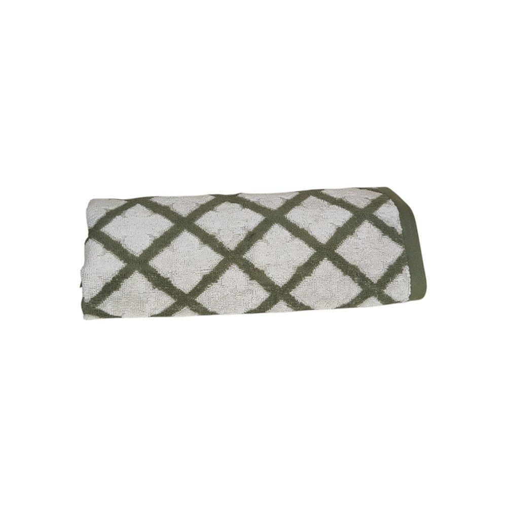 Toalla Diseño Jacquard Rombos Color Verde - Varios Tamaños Mano