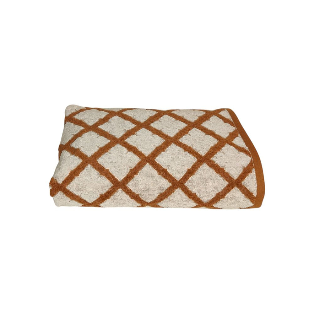 Toalla Diseño Jacquard Rombos Color Terracota - Varios Tamaños Baño