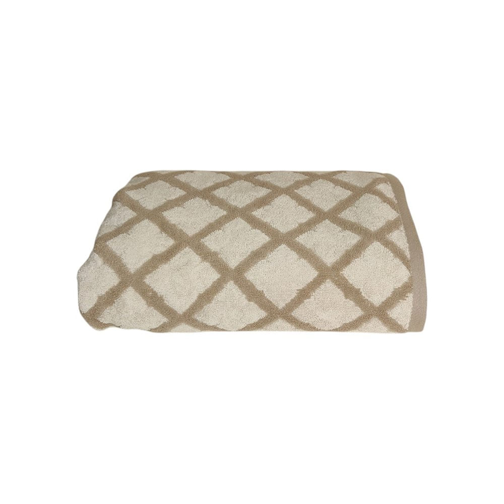 Toalla Diseño Jacquard Rombos Color Beige - Varios Tamaños Baño
