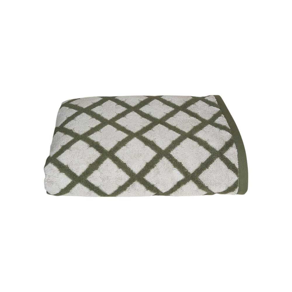 Toalla Diseño Jacquard Rombos Color Verde - Varios Tamaños Baño