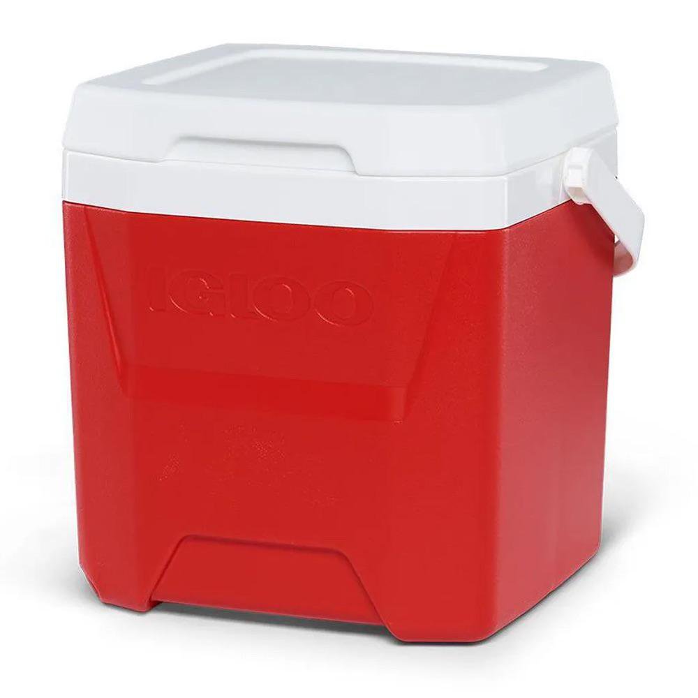 Hielera Cuadrada Rígida Cool 12 Qt 11 Litros para 18 Latas Color Rojo y Blanco