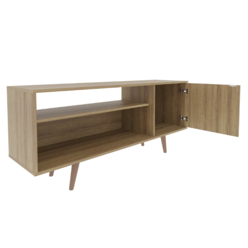 Mueble para TV de 60" con Puertas y Repisas de Color Café 136 x 36 x 59 cm Mueble para TV…