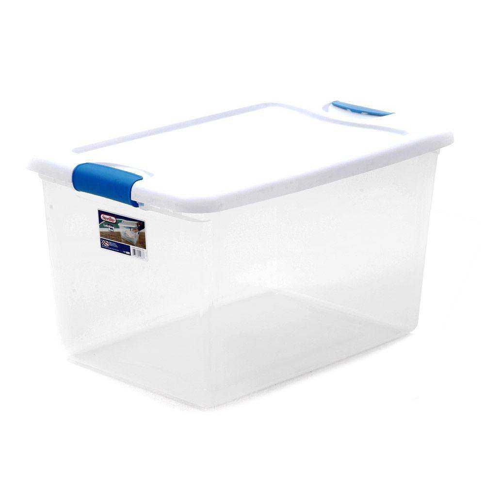 Caja Latching Plástica 61 L con Agarradores y Clip Color Celeste