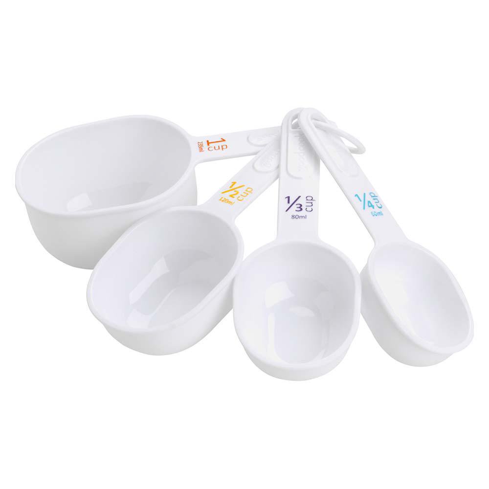 Set de 4 Tazas Medidoras de Plástico Color Blanco