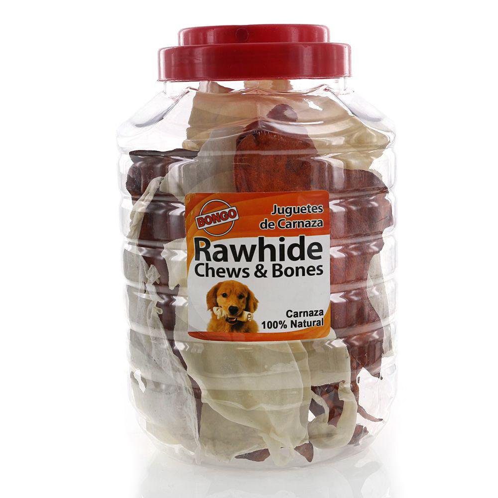 Huesos y Snacks de Carnaza Natural para Perro Sabores Surtidos en Frasco