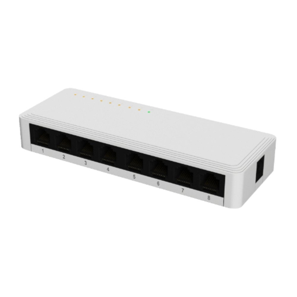 Switch de Escritorio con 8 Puertos Ethernet de Alta Velocidad en Color Blanco