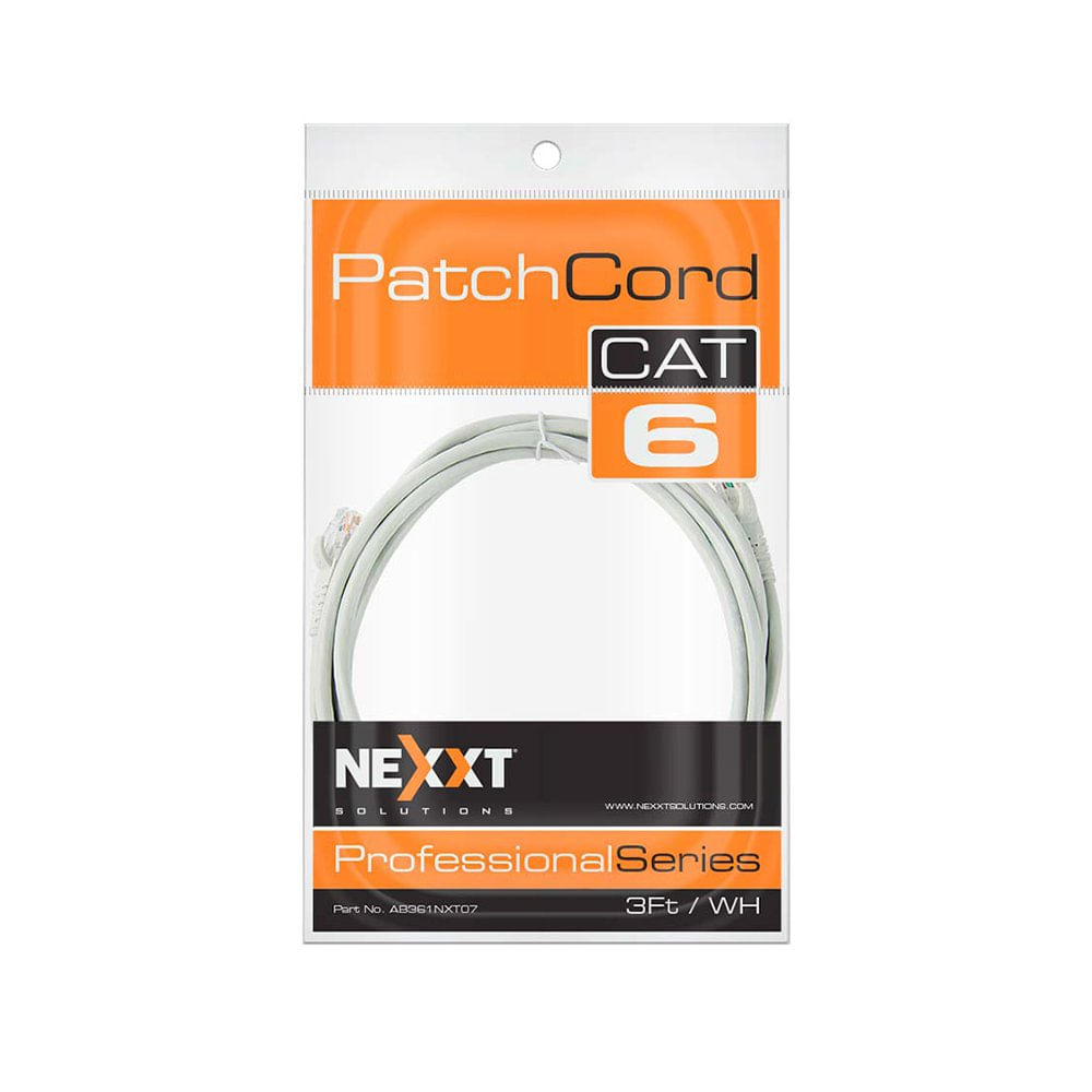 Cable de Red Patch Cord Cat6 con Conectores RJ45 de 0.9 Metros en Color Blanco