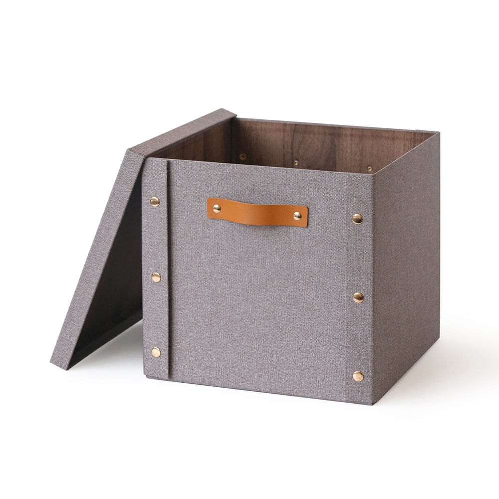 Caja Organizadora Cuadrada con Tapa Gris 30 x 30 x 28 cm