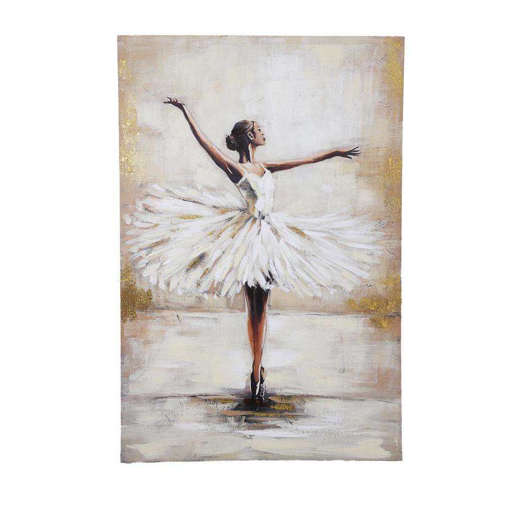 Cuadro en Canvas Bailarina de Ballet 80 x 120 cm Color Blanco y Beige