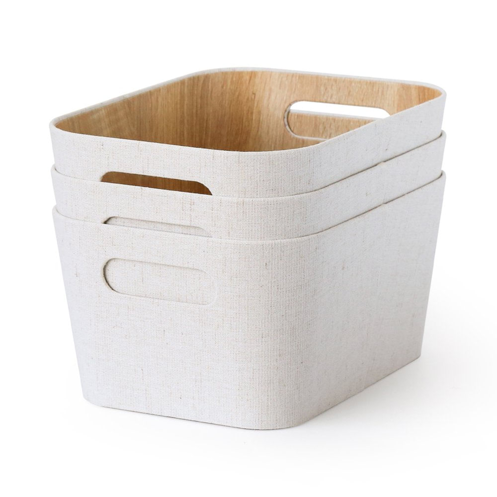 Set de 3 Canastas Organizadoras Beige 23 x 30.5 x 15.2 cm
