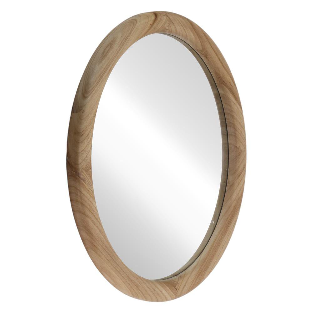 Espejo Decorativo Ovalado con Marco Beige para Sala y Hogar 70 x 60 cm