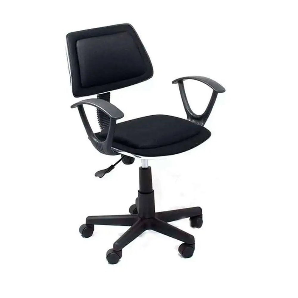 Silla Secretarial Ergonómica Negra con Reposabrazos y Altura Ajustable