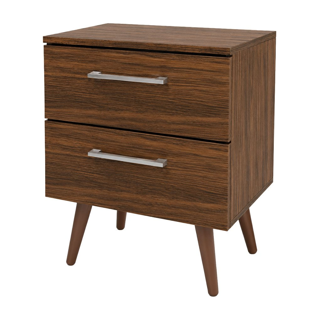 Mesa de Noche Moderna de Madera con 2 Gavetas para Dormitorio 45 x 36 x 55 cm