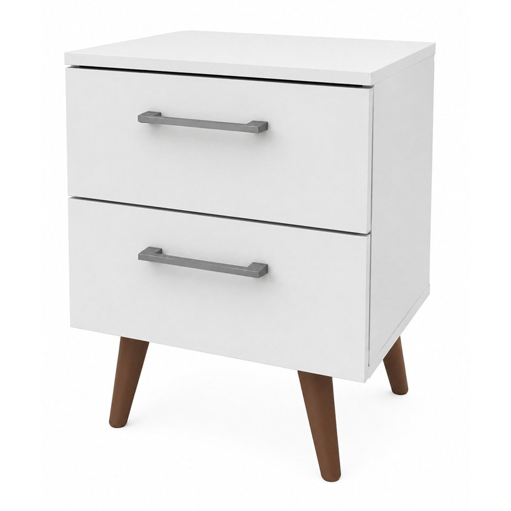 Mesa de Noche Moderna Blanca con 2 Gavetas para Dormitorio 45 x 36 x 55 cm