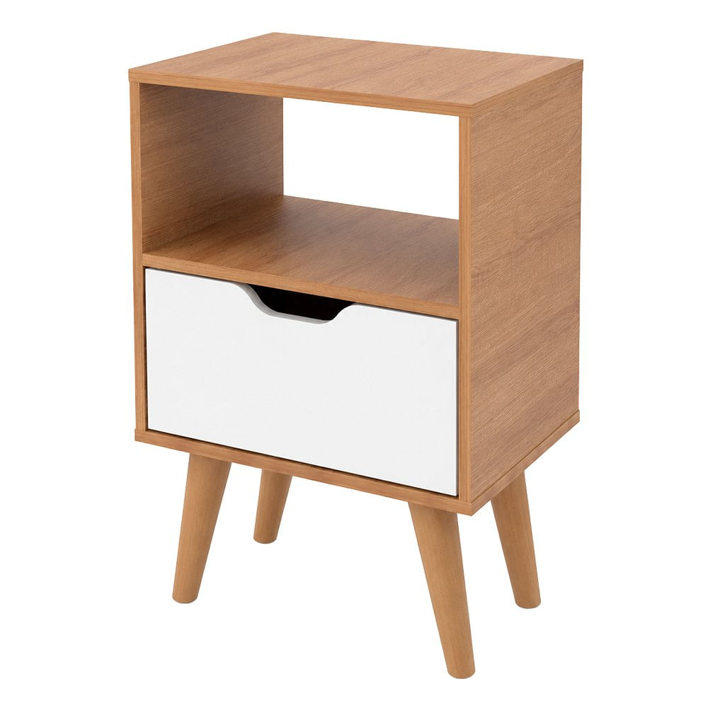 Mesa de Noche Milly con 1 Gaveta Almendra/Blanco 36 x 25 x 54 cm