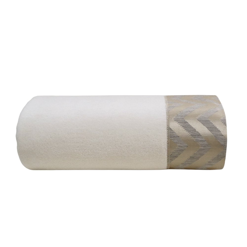 Toalla con Cenefa Decorativa Color Blanco y Dorado - Varios Tamaños Baño