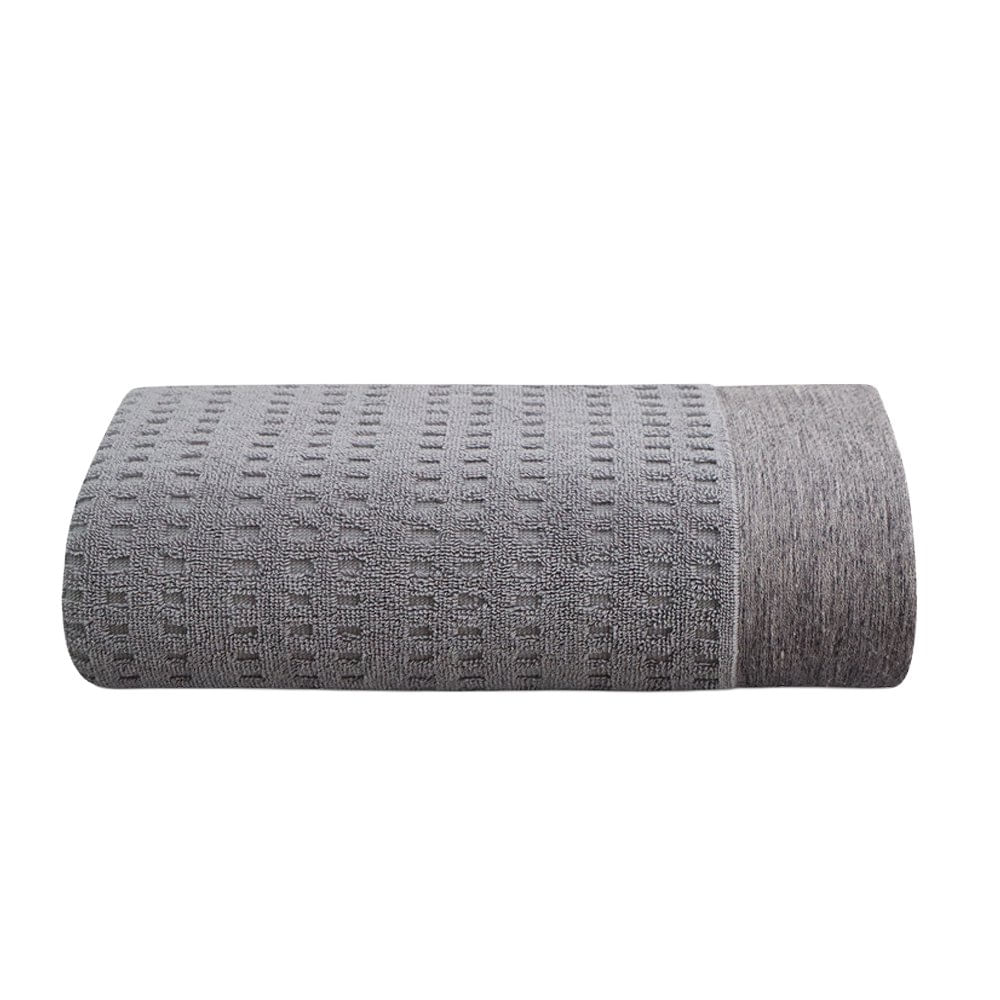 Toalla de Lino con Borde Decorativo Color Gris - Varios Tamaños Baño