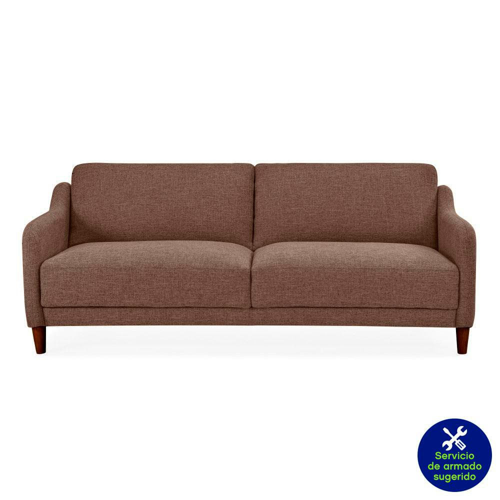 Sofá Cama 207 x 89 x 82 cm Color Café Sofá Cama Convertible con Estructura de Madera 207 x 89 x 82 cm Color Café